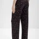 DKNY Γυναικείο set πιτζάμας viscose μαύρη με κόκκινα & ροζ χείλη πουκάμισο με κουμπιά &  παντελόνι ίσιο YI90084