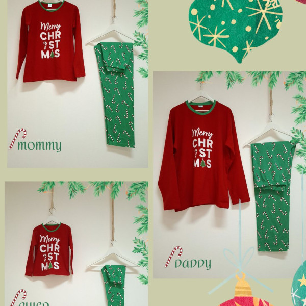 Happy Family Ανδρική Βαμβακερή Πιτζάμα Χειμερινή Κόκκινη Χριστουγεννιάτικη Merry Christmas  GC-XHF213