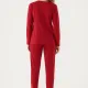 Mihra homewear γυναικεία χριστουγεννιάτικη κόκκινη Red  βελουτέ πιτζάμα πολυτελείας με φανταστικά κεντημένα δεντράκια Let it snow 19104.R2619