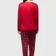 Mihra homewear γυναικεία Plus sizes κόκκινη Red  βελουτέ πιτζάμα honey πολυτελείας με καρώ παντελόνι ίσιο 50802.2.RED