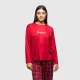 Mihra homewear γυναικεία Plus sizes κόκκινη Red  βελουτέ πιτζάμα honey πολυτελείας με καρώ παντελόνι ίσιο 50802.2.RED