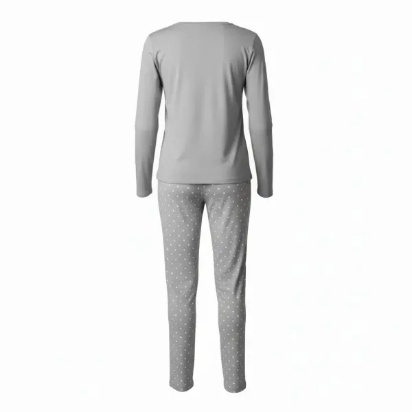 Mihra homewear γυναικεία χριστουγεννιάτικη γκρί grey  βελουτέ πιτζάμα πολυτελείας με φανταστικές κεντημένες νιφάδες χιονιού Let it snow 19102-22