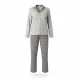 Arcan homewear γυναικεία γκρί grey  πιτζάμα πολυτελείας με κουμπιά και γιακά με λεοπάρ σχέδια 
