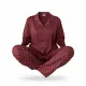 Arcan homewear γυναικεία μοντέρνα Μπορντώ βελουτέ πιτζάμα με κουμπιά & παντελόνι ίσιο  πουά Plus sizes 50851.4.BORDO