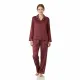 Arcan homewear γυναικεία μοντέρνα Μπορντώ βελουτέ πιτζάμα με κουμπιά & παντελόνι ίσιο  πουά Plus sizes 50851.4.BORDO
