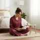 Arcan homewear γυναικεία μοντέρνα Μπορντώ βελουτέ πιτζάμα με κουμπιά & παντελόνι ίσιο  πουά Plus sizes 50851.4.BORDO