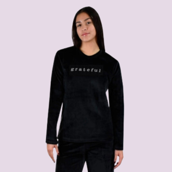 Mihra γυναικεία Μαύρη βελούδινη πιτζάμα grateful 13213-2 Black