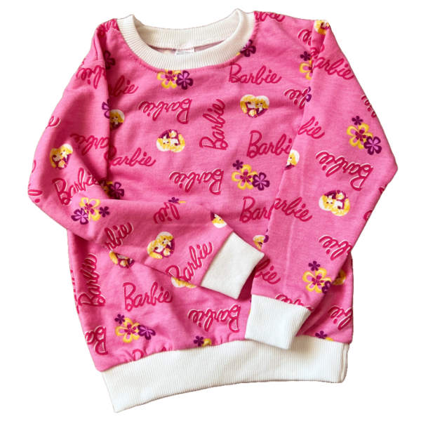 Barbie Παιδική Ρoζ Σκούρο Πυτζάμα Βαμβακερή Φούτερ με την Barbie 