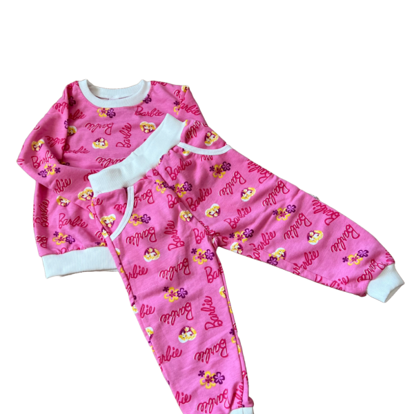 Barbie Παιδική Ρoζ Σκούρο Πυτζάμα Βαμβακερή Φούτερ με την Barbie 
