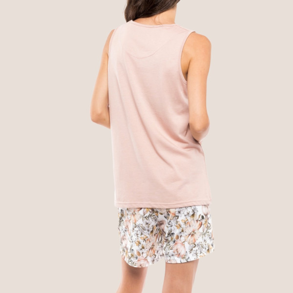 Pink Label Γυναικεία Καλοκαιρινή Βαμβακερή -Modal Μοντέρνα Πυτζάμα με σορτσάκι Σομόν S1124