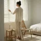 Γυναικεία Lingerie bride σατέν Λευκή πιτζάμα με σατέν κουμπιά & δαντέλα πολυτελείας στο τελείωμα & ίσιο παντελόνι DM7066 White