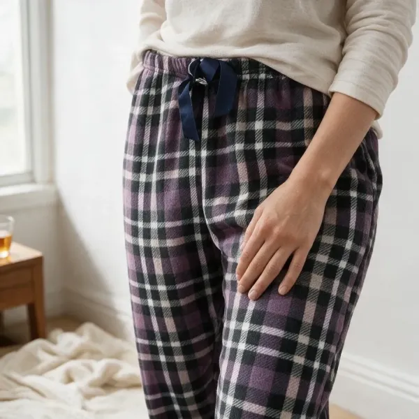 Rinda Mood Γυναικείο Παντελόνι Πυτζάμας Fleece Μώβ Καρό Mix & Match Rinda.Purple