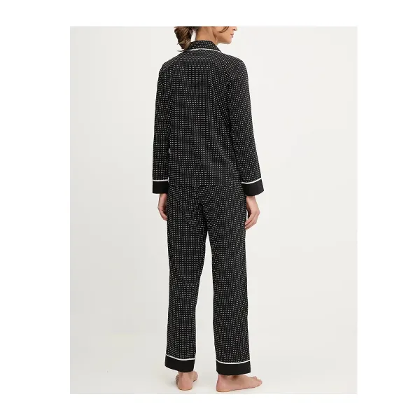 Ralph Lauren Γυναικείο set βαμβακερό πιτζάμας μαύρο με λευκό πουά πουκάμισο με κουμπιά &  παντελόνι ILN92439