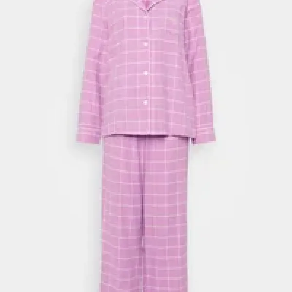 Ralph Lauren Γυναικείο set βαμβακερό πιτζάμας μωβ καρώ πουκάμισο με κουμπιά &  καρώ παντελόνι ILN92364