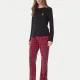 Ralph Lauren Γυναικείο set πιτζάμας μαύρη μπλούζα με τσέπη & logo & κόκκινο καρώ παντελόνι ILN72458F