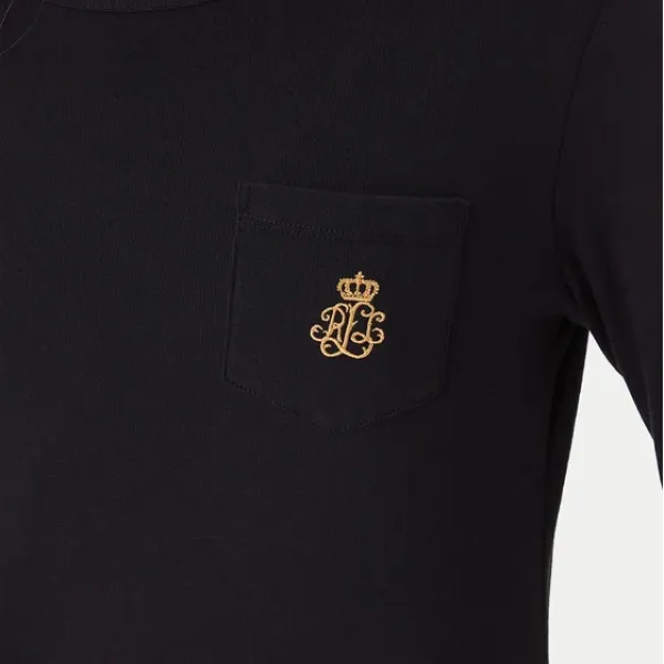 Ralph Lauren Γυναικείο set πιτζάμας μαύρη μπλούζα με τσέπη & logo & κόκκινο καρώ παντελόνι ILN72458F