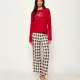 Ralph Lauren Γυναικείο set πιτζάμας Κόκκινη μπλούζα με καρώ logo &  καρώ  παντελόνι ILN92384F
