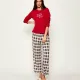 Ralph Lauren Γυναικείο set πιτζάμας Κόκκινη μπλούζα με καρώ logo &  καρώ  παντελόνι ILN92384F