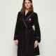 Ralph Lauren unisex luxury collection μαύρη fleece δετή ρόμπα με logo το αρκουδάκι & gold λεπτομέρειες ILN42471
