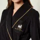 Ralph Lauren unisex luxury collection μαύρη fleece δετή ρόμπα με logo το αρκουδάκι & gold λεπτομέρειες ILN42471