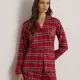 Ralph Lauren Γυναικείο set πιτζάμας κόκκινο καρώ πουκάμισο με κουμπιά &  καρώ παντελόνι ILN92457F