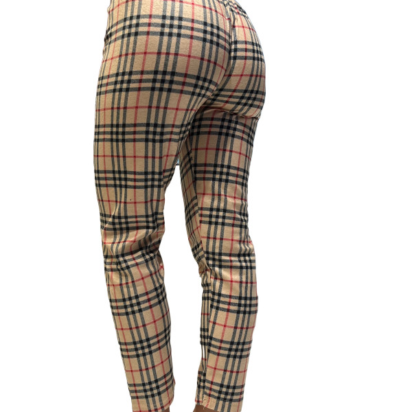 Rinda Mood Γυναικείο ζεστό χειμερινό Παντελόνι Πυτζάμας Καρό Μπέζ τύπου Burberry Mix & Match Rinda.Beige