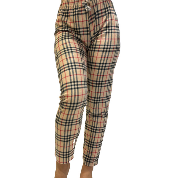 Rinda Mood Γυναικείο ζεστό χειμερινό Παντελόνι Πυτζάμας Καρό Μπέζ τύπου Burberry Mix & Match Rinda.Beige