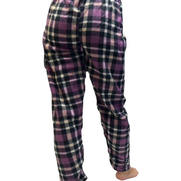 Rinda Mood Γυναικείο Παντελόνι Πυτζάμας Fleece Μώβ Καρό Mix & Match Rinda.Purple