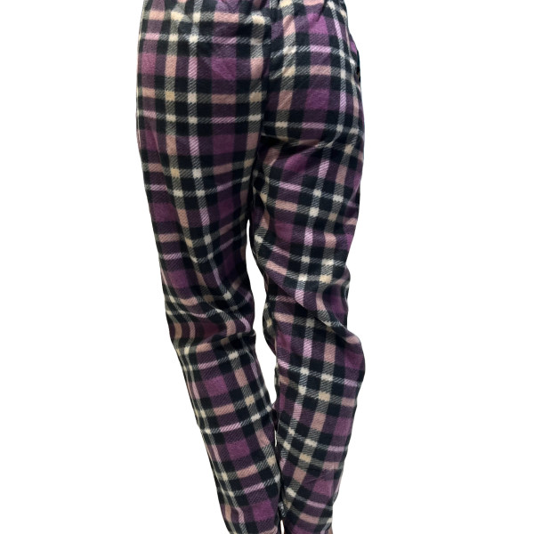 Rinda Mood Γυναικείο Παντελόνι Πυτζάμας Fleece Μώβ Καρό Mix & Match Rinda.Purple