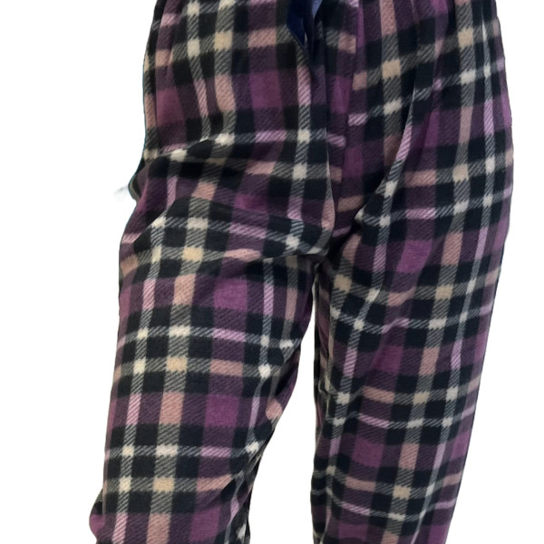Rinda Mood Γυναικείο Παντελόνι Πυτζάμας Fleece Μώβ Καρό Mix & Match Rinda.Purple
