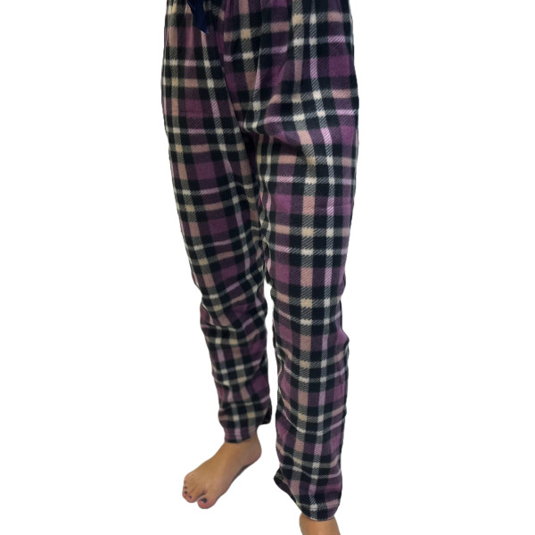 Rinda Mood Γυναικείο Παντελόνι Πυτζάμας Fleece Μώβ Καρό Mix & Match Rinda.Purple