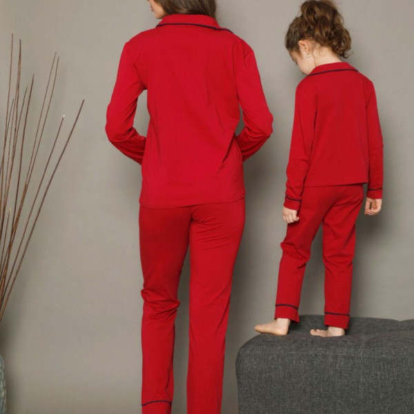 Siyah Inci Βαμβακερή Πιτζάμα Παιδική Με Κουμπιά "Πουκάμισο ''Nice Day''  Μπορντώ 73001-K