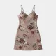 Blackspade Γυναικείο Saten Σατέν Floral ροζ νυχτικό μέχρι το γόνατο V με ιδιαίτερο κόψιμο χιαστί & ρυθμιζόμενες τιράντες 68216