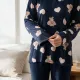 Γυναικεία πιτζάμα Cute fashion 3 κουμπιά μπλέ με ρόζ καρδούλες & αρκουδάκια modal K03 BLUE