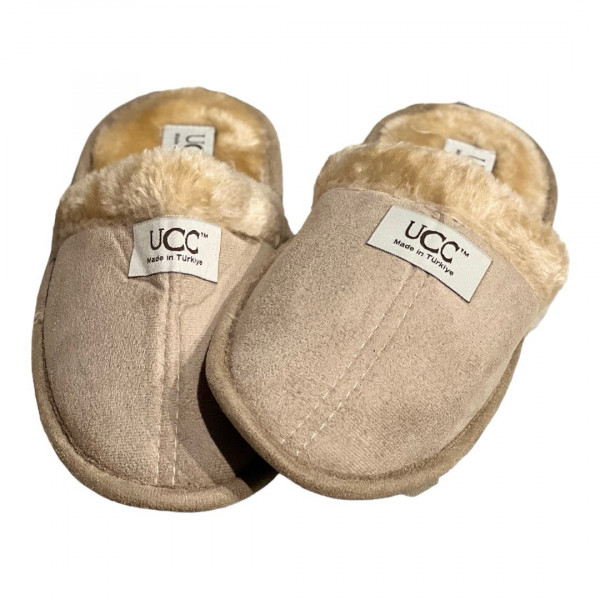 UCC Γυναικείες Χειμερινές Καφέ Παντόφλες Σπιτιού Ζεστές με Χνουδωτή Επένδυση slippers-brown