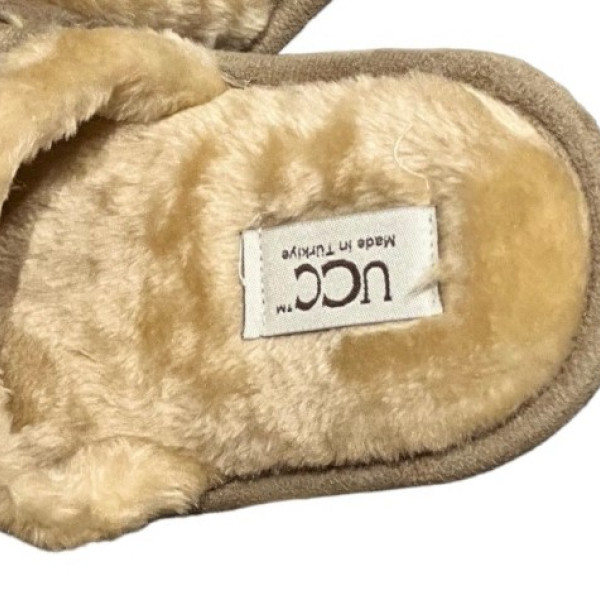 UCC Γυναικείες Χειμερινές Καφέ Παντόφλες Σπιτιού Ζεστές με Χνουδωτή Επένδυση slippers-brown