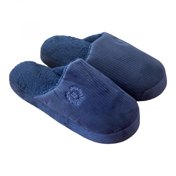 Ανδρικές Χειμερινές Κλασικές Παντόφλες Σπιτιού με Άνετο Πάτο Σκούρο Μπλέ slippers-blue