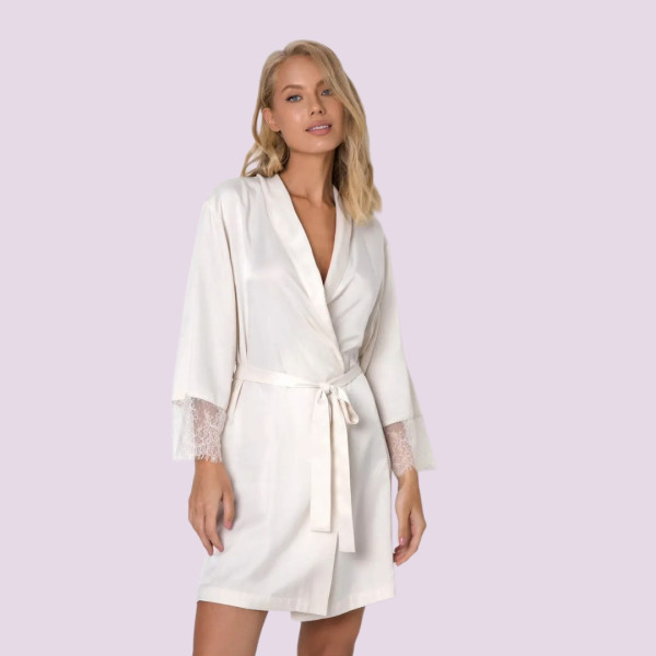 Aruelle Γυναικεία ρόμπα Πολυτελείας από Βισκόζη με Δαντέλα Ιβουάρ Arabella 39.01.23.404 Ivory  robe