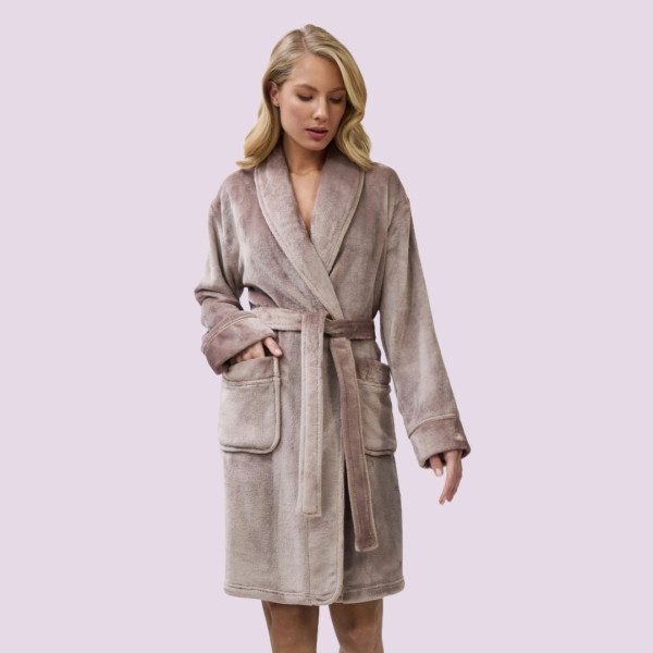 Aruelle Γυναικεία Ζεστή Ρόμπα Απαλή Fleece Πολυτελείας πούρο light brown Eva Bathrobe