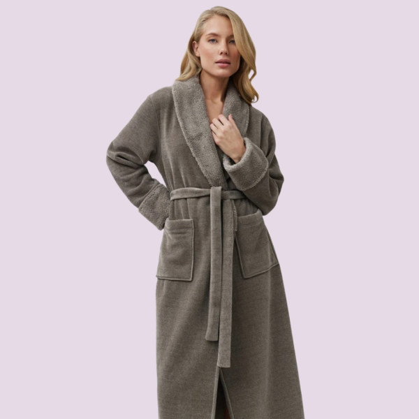 Aruelle Esme Γυναικεία Χειμωνιάτική Ρόμπα Πολυτελείας με ζώνη Γκρί  39.01.23.871