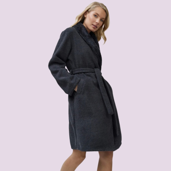 Aruelle Γυναικεία Χειμωνιάτική  Ρόμπα Πολυτελείας με ζώνη Luxry Loungewear  Grey Γκρί  Georgia 39.01.23.878