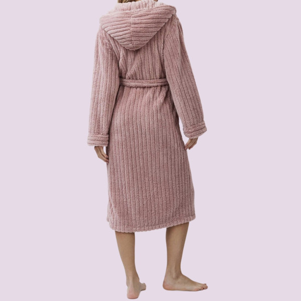 Aruelle Γυναικεία Ζεστή Ρόμπα Απαλή Fleece Πολυτελείας με κουκούλα Pink Ροζ Martha 39.01.23.893