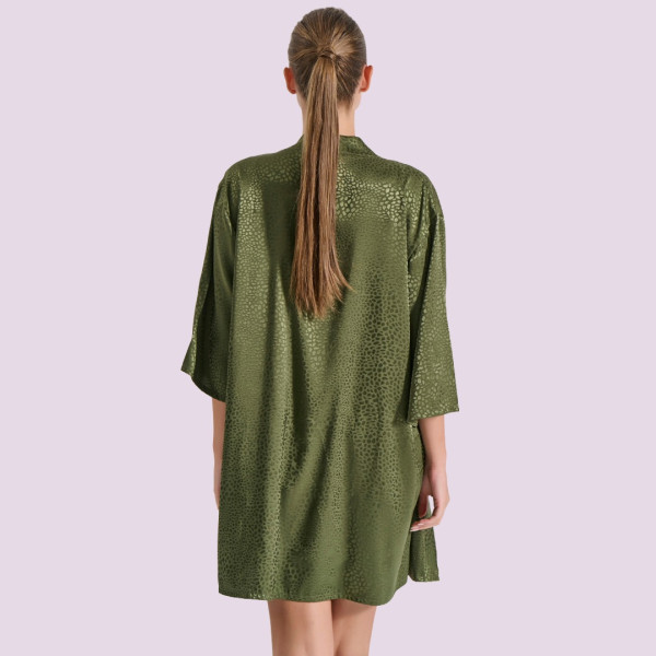 Milena by Paris Γυναικείο σατέν Ρόμπα χακί λαδί  δώρο Ιδανική για δώρο 005369 Robe