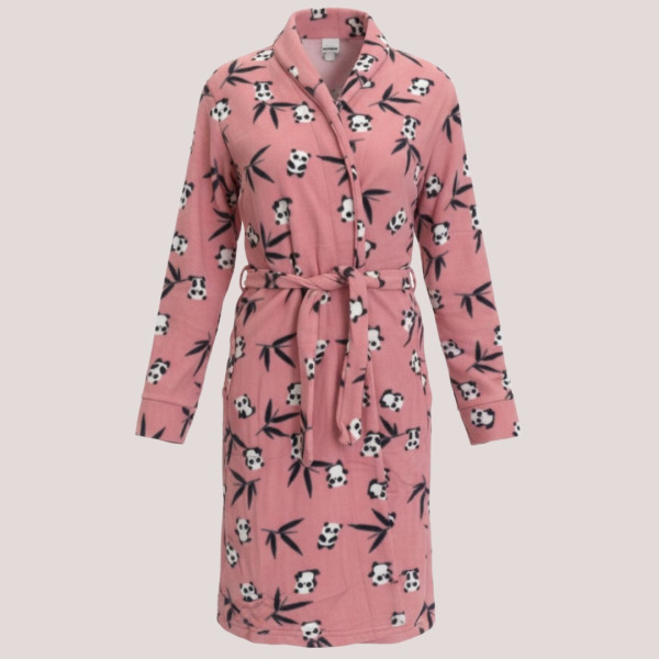 Asel Γυναικεία Χειμερινή Ρόμπα δετή Ροζ με αρκουδάκια fleece 8188 Pink