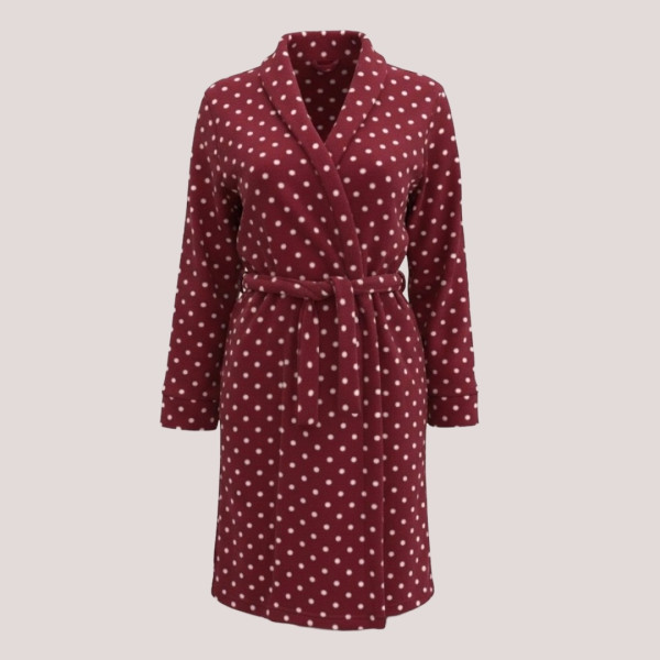 Asel Γυναικεία Χειμερινή Ρόμπα δετή μπορντώ fleece 8191 Bordeaux