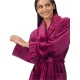 DKNY Γυναικεία βελούδινη δετή ρόμπα με logo  & τσέπες magenta φούξια YI2122688F