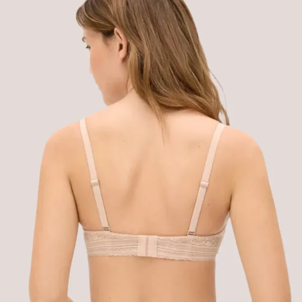 Ysabel Mora Set Γυναικείο Σουτιέν Μπεζ Push up B Cup με δαντέλα στο πλάϊ & string Beige 10171