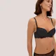 Ysabel Mora Set Γυναικείο Σουτιέν B Cup με δαντέλα & ελαφρυά ενίσχυση & String σλίπ χρώμα μαύρο Black 10838