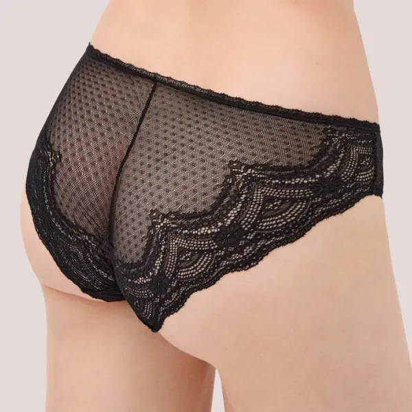 Ysabel Mora Set Γυναικείο Σουτιέν C Cup με δαντέλα & ελαφρυά ενίσχυση & ψηλόμεσο σλίπ χρώμα μαύρο Black 10840