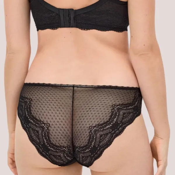 Ysabel Mora Set Γυναικείο Σουτιέν C Cup με δαντέλα & ελαφρυά ενίσχυση & ψηλόμεσο σλίπ χρώμα μαύρο Black 10840